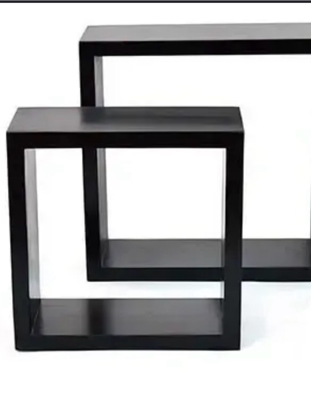 Set of 2 Black Floating Square Wall Shelves / Modern Cube Display Shelves